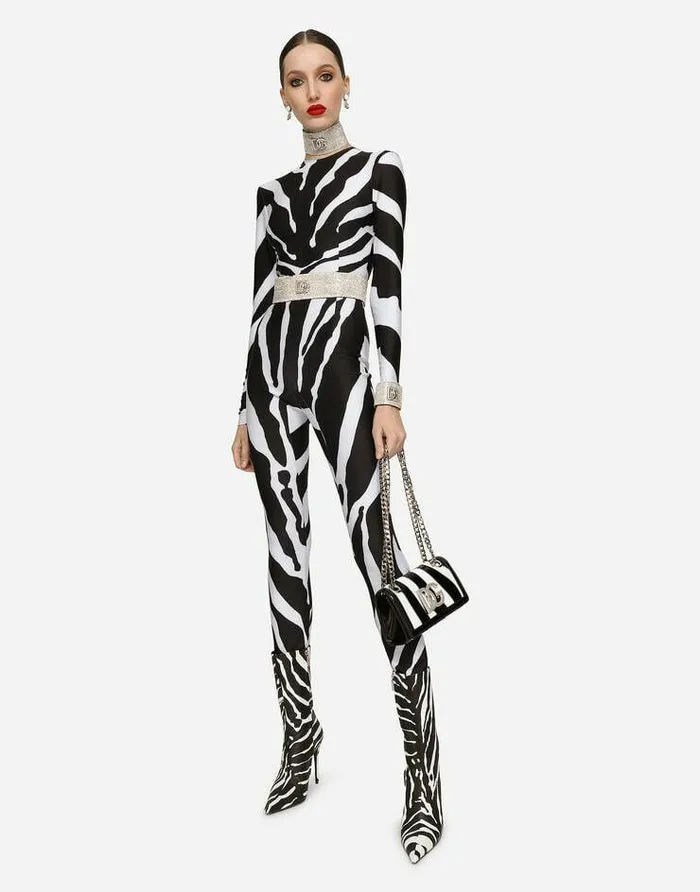 Dolce and Gabbana Dresses Women Zebraprint Jersey Jumpsuit Multicolor Dolce and Gabbana Dresses Women Zebraprint Jersey Jumpsuit Multicolor