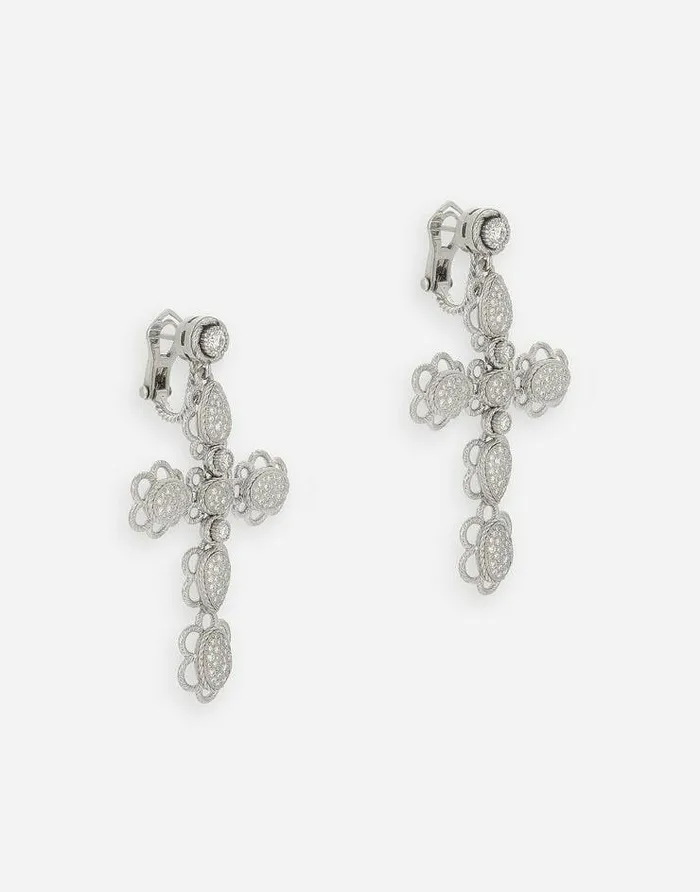 Dolce and Gabbana Earrings Women Easy Diamond Earrings In White Gold 18kt And Diamonds Pav White