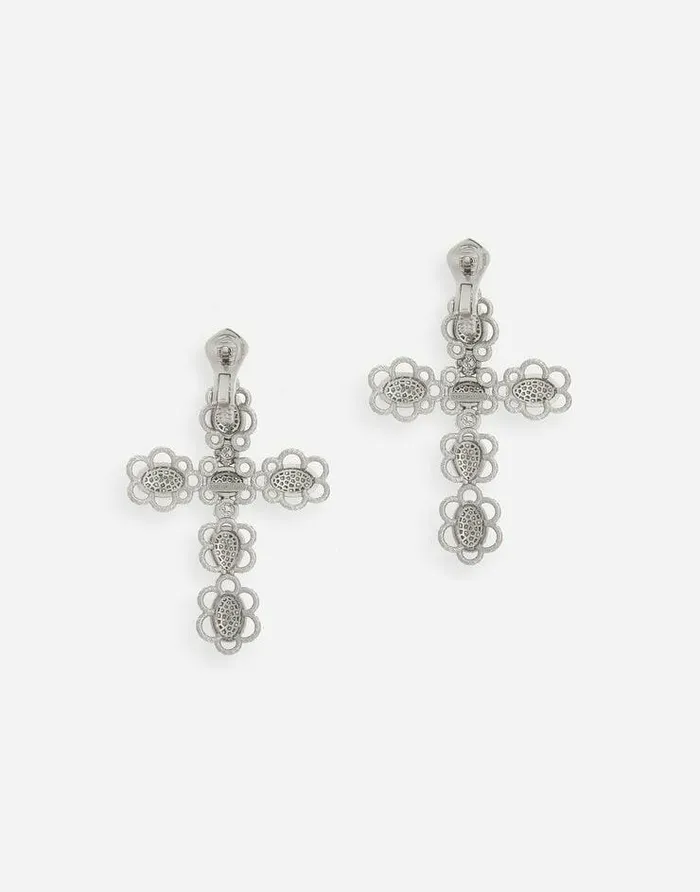 Dolce and Gabbana Earrings Women Easy Diamond Earrings In White Gold 18kt And Diamonds Pav White