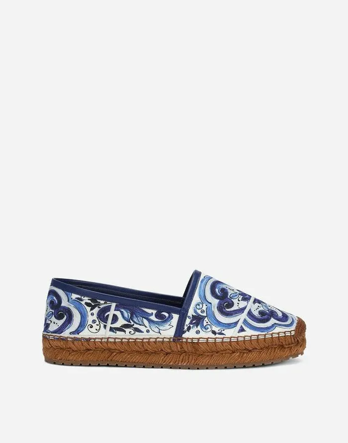Dolce and Gabbana Flat Women Printed Brocade Fabric Espadrilles Multicolor