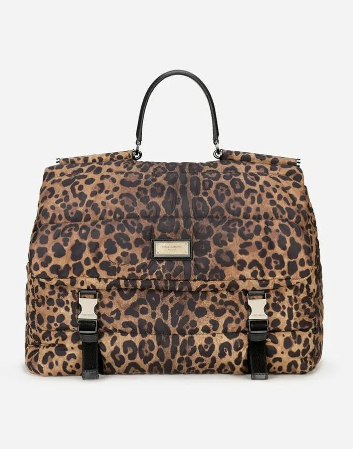 Dolce and Gabbana Handbags WomenMen Leopardprint Sicily Travel Bag In Quilted Nylon Leo Print Dolce and Gabbana Handbags WomenMen Leopardprint Sicily Travel Bag In Quilted Nylon Leo Print