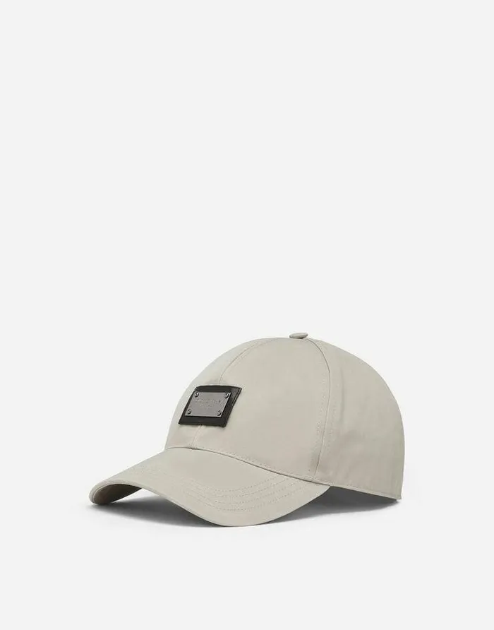 Dolce and Gabbana Hats And Gloves Men Cotton Gabardine Baseball Cap Green