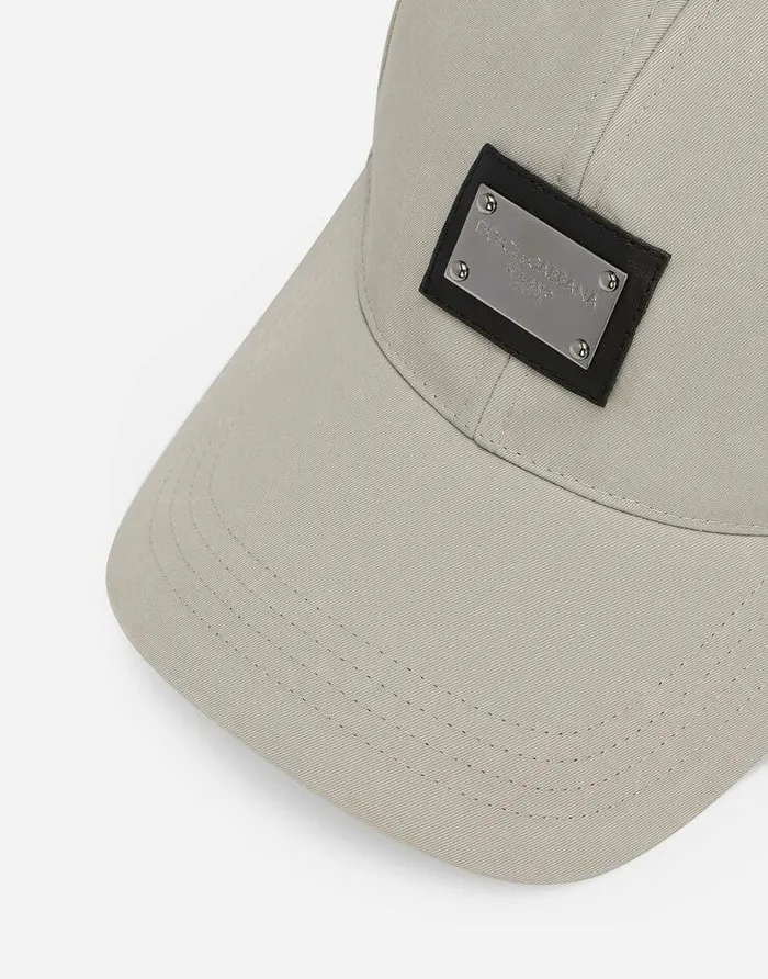 Dolce and Gabbana Hats And Gloves Men Cotton Gabardine Baseball Cap Green