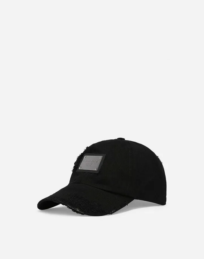 Dolce and Gabbana Hats And Gloves Men Cotton Twill Baseball Cap Black