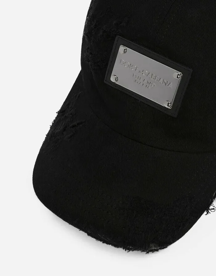 Dolce and Gabbana Hats And Gloves Men Cotton Twill Baseball Cap Black