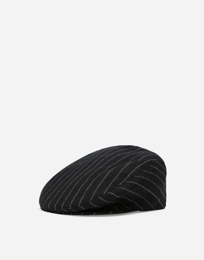 Dolce and Gabbana Hats And Gloves Men Pinstripe Wool Flat Cap Multicolor