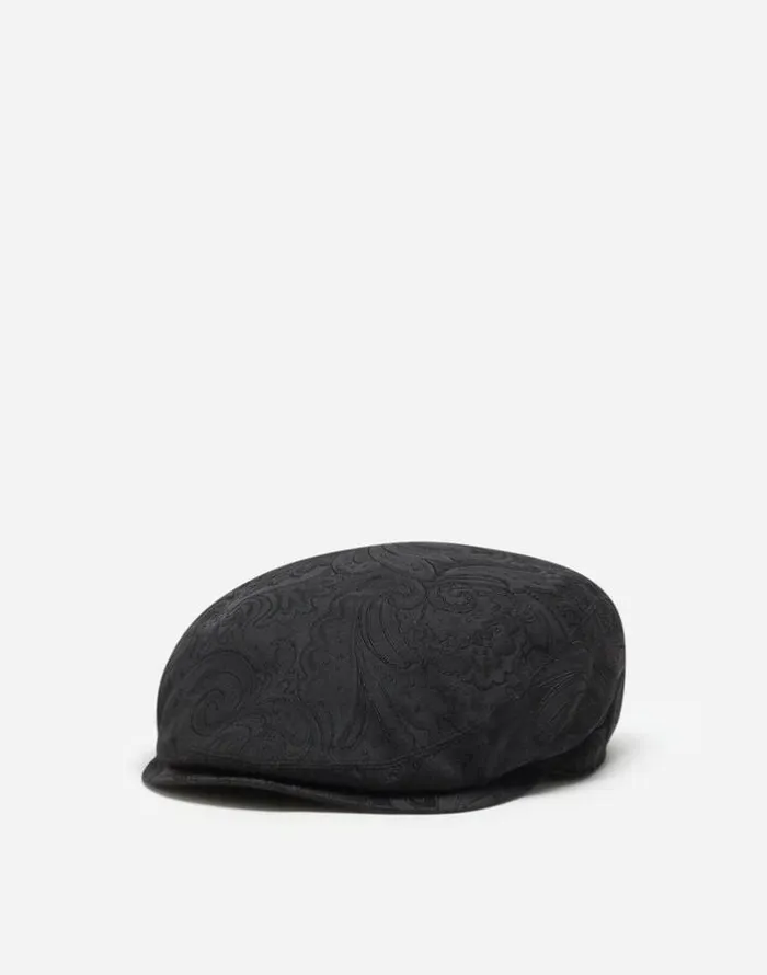 Dolce and Gabbana Hats And Gloves Men Stretch Cotton Flat Cap Black