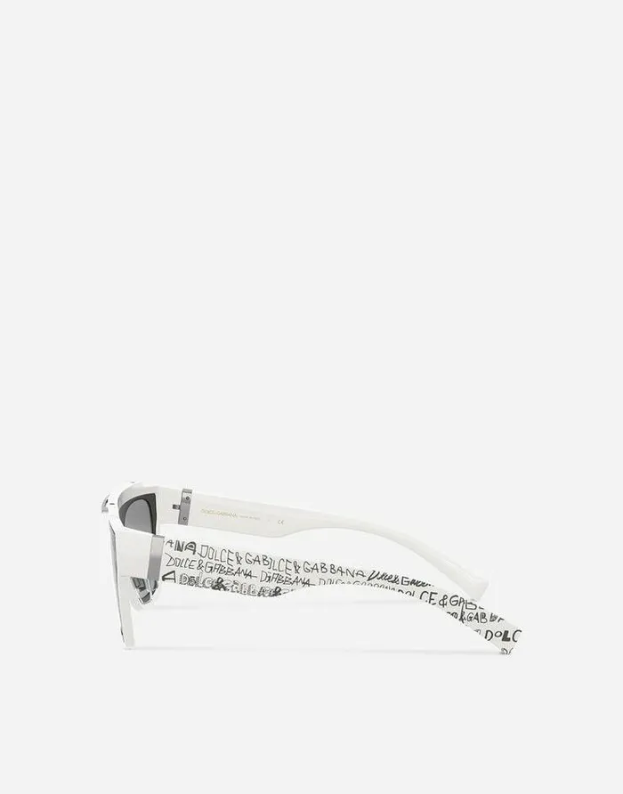 Dolce and Gabbana Icons Men Dna Graffiti Sunglasses White And Silver Dolce and Gabbana Icons Men Dna Graffiti Sunglasses White And Silver