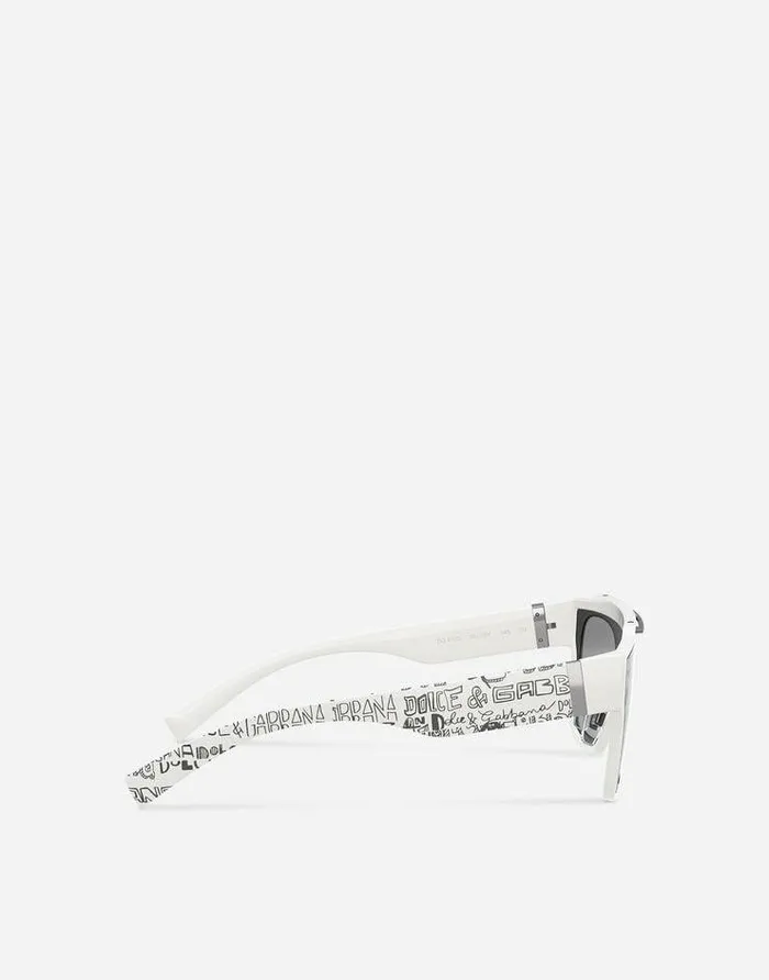 Dolce and Gabbana Icons Men Dna Graffiti Sunglasses White And Silver Dolce and Gabbana Icons Men Dna Graffiti Sunglasses White And Silver