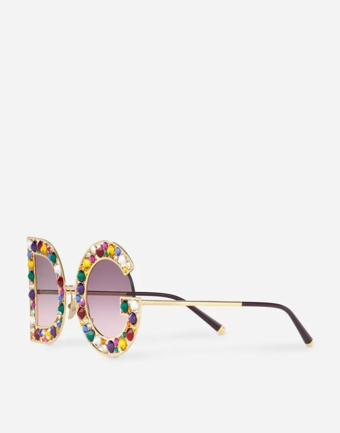 Dolce and Gabbana Icons Women DG Crystal Sunglasses Shiny Gold And Leo Multicolor Crystals Dolce and Gabbana Icons Women DG Crystal Sunglasses Shiny Gold And Leo Multicolor Crystals
