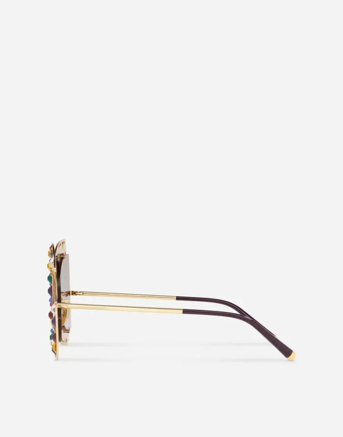 Dolce and Gabbana Icons Women DG Crystal Sunglasses Shiny Gold And Leo Multicolor Crystals Dolce and Gabbana Icons Women DG Crystal Sunglasses Shiny Gold And Leo Multicolor Crystals