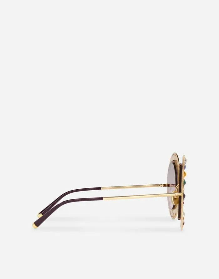 Dolce and Gabbana Icons Women DG Crystal Sunglasses Shiny Gold And Leo Multicolor Crystals Dolce and Gabbana Icons Women DG Crystal Sunglasses Shiny Gold And Leo Multicolor Crystals