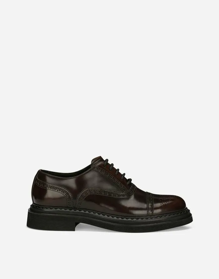 Dolce and Gabbana LaceUps Men Brushed Calfskin Oxfords Brown