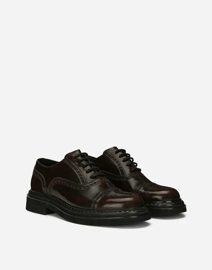 Dolce and Gabbana LaceUps Men Brushed Calfskin Oxfords Brown Dolce and Gabbana LaceUps Men Brushed Calfskin Oxfords Brown