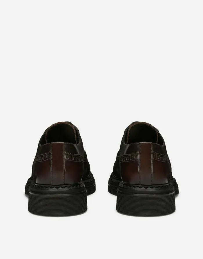 Dolce and Gabbana LaceUps Men Brushed Calfskin Oxfords Brown Dolce and Gabbana LaceUps Men Brushed Calfskin Oxfords Brown