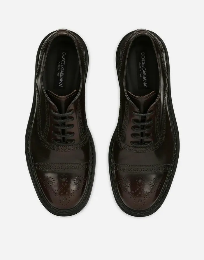 Dolce and Gabbana LaceUps Men Brushed Calfskin Oxfords Brown Dolce and Gabbana LaceUps Men Brushed Calfskin Oxfords Brown