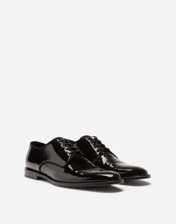 Dolce and Gabbana LaceUps Men Glossy Patent Leather Derby Shoes Black Dolce and Gabbana LaceUps Men Glossy Patent Leather Derby Shoes Black