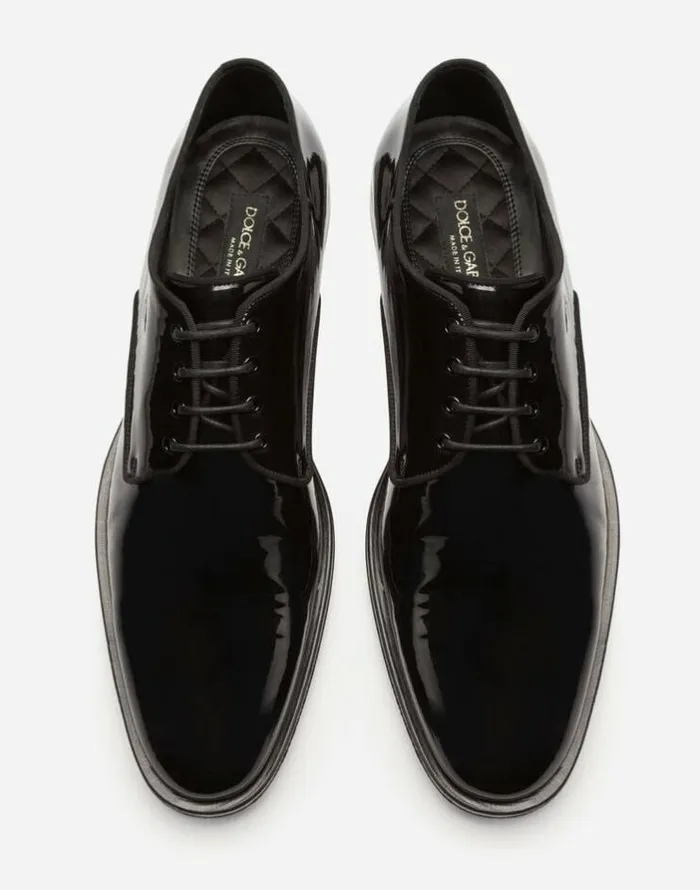 Dolce and Gabbana LaceUps Men Glossy Patent Leather Derby Shoes Black Dolce and Gabbana LaceUps Men Glossy Patent Leather Derby Shoes Black
