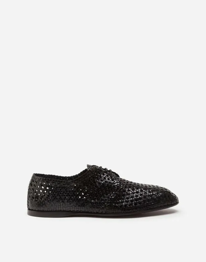 Dolce and Gabbana LaceUps Men Handwoven Derby Shoes Black