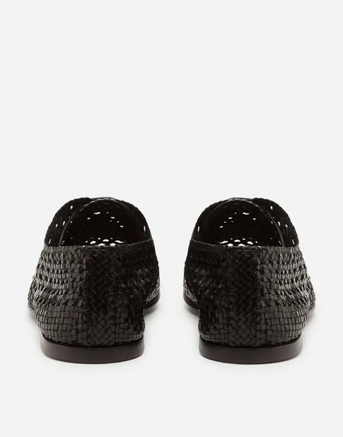 Dolce and Gabbana LaceUps Men Handwoven Derby Shoes Black Dolce and Gabbana LaceUps Men Handwoven Derby Shoes Black