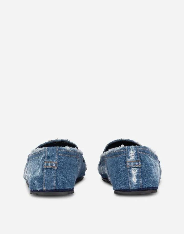 Dolce and Gabbana Loafers And Moccasins Men Patchwork Denim Loafers With Logo Tag Blue Dolce and Gabbana Loafers And Moccasins Men Patchwork Denim Loafers With Logo Tag Blue