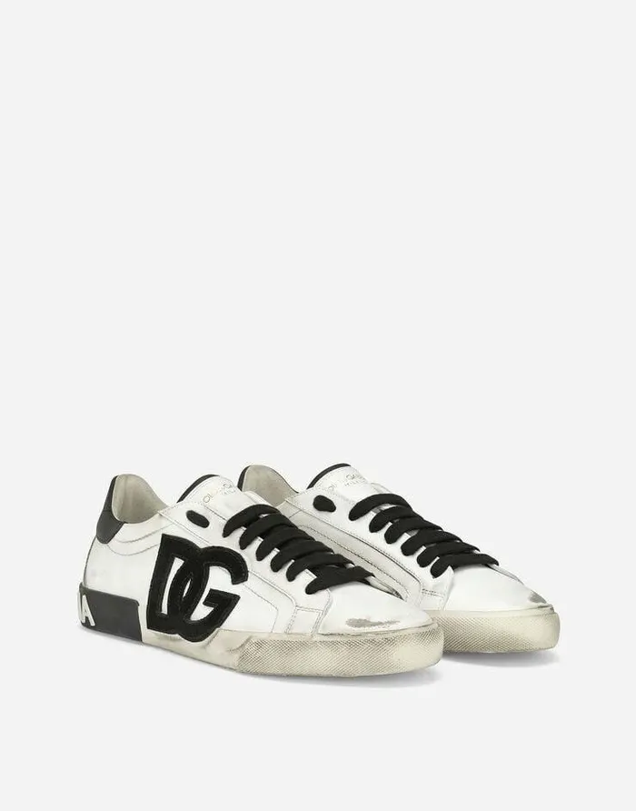 Dolce and Gabbana Mini Me Boy ChildrenMen Calfskin Portofino Vintage Sneakers Multicolor