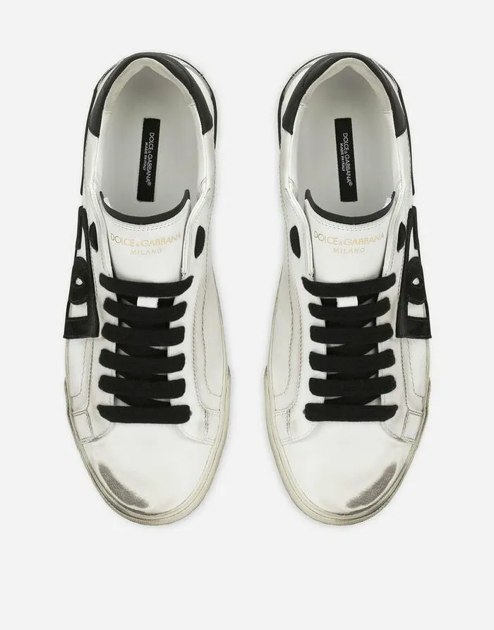 Dolce and Gabbana Mini Me Boy ChildrenMen Calfskin Portofino Vintage Sneakers Multicolor