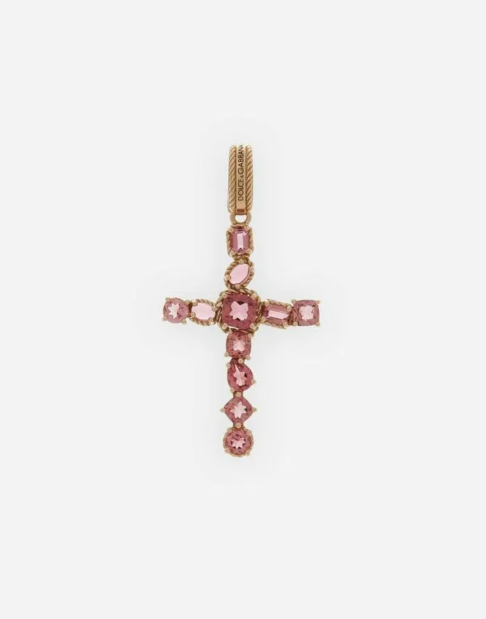 Dolce and Gabbana Necklaces Women Anna Charm In Red Gold 18kt With Pink Tourmalines Red Dolce and Gabbana Necklaces Women Anna Charm In Red Gold 18kt With Pink Tourmalines Red