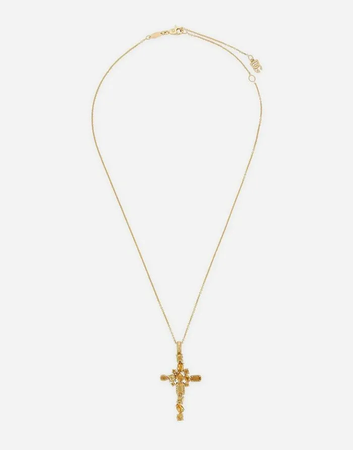 Dolce and Gabbana Necklaces Women Anna Pendant In Yellow Gold 18kt With Citrine Quartzes Gold