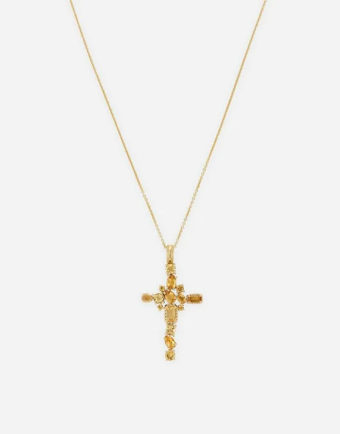 Dolce and Gabbana Necklaces Women Anna Pendant In Yellow Gold 18kt With Citrine Quartzes Gold Dolce and Gabbana Necklaces Women Anna Pendant In Yellow Gold 18kt With Citrine Quartzes Gold