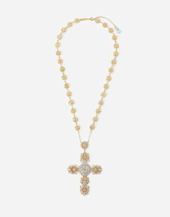 Dolce and Gabbana Necklaces Women Pizzo Necklace In Yellow 18kt Gold With Aquamarines Gold Dolce and Gabbana Necklaces Women Pizzo Necklace In Yellow 18kt Gold With Aquamarines Gold