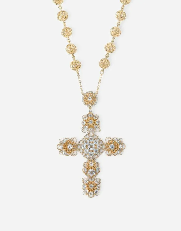 Dolce and Gabbana Necklaces Women Pizzo Necklace In Yellow 18kt Gold With Aquamarines Gold Dolce and Gabbana Necklaces Women Pizzo Necklace In Yellow 18kt Gold With Aquamarines Gold