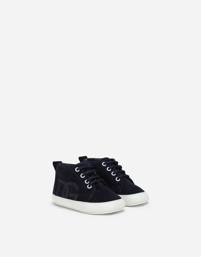Dolce and Gabbana Newborn Boys039 Shoes 1620 Children Suede Sneakers With DG Logo Embroidery Multicolor