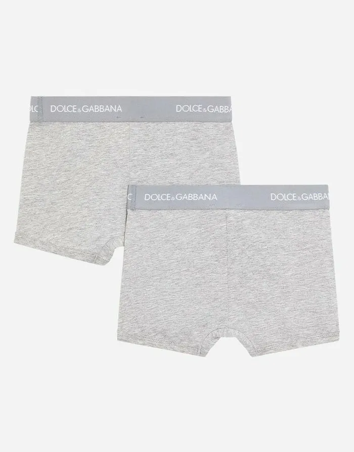 Dolce and Gabbana Nightwear and Underwear Children Boxer Twopack With Branded Elastic Grey Dolce and Gabbana Nightwear and Underwear Children Boxer Twopack With Branded Elastic Grey