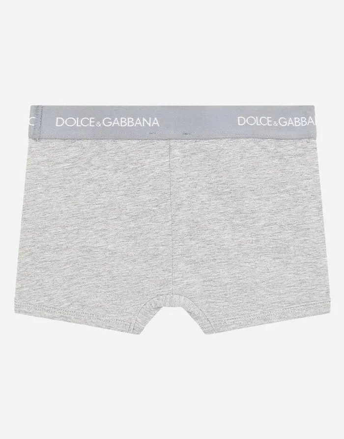 Dolce and Gabbana Nightwear and Underwear Children Boxer Twopack With Branded Elastic Grey Dolce and Gabbana Nightwear and Underwear Children Boxer Twopack With Branded Elastic Grey