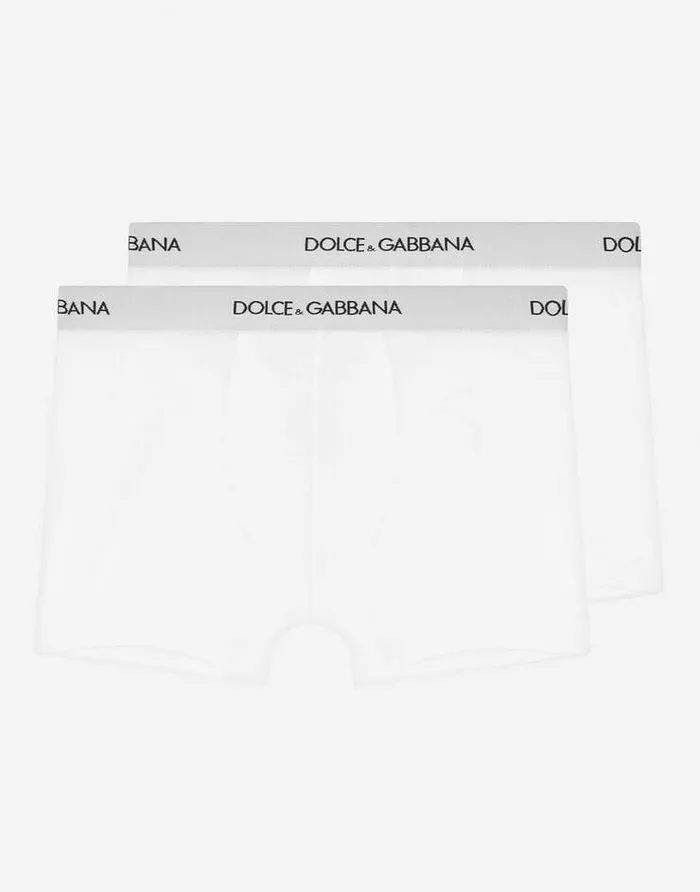 Dolce and Gabbana Nightwear and Underwear Children Jersey Boxers Twopack With Branded Elastic White Dolce and Gabbana Nightwear and Underwear Children Jersey Boxers Twopack With Branded Elastic White