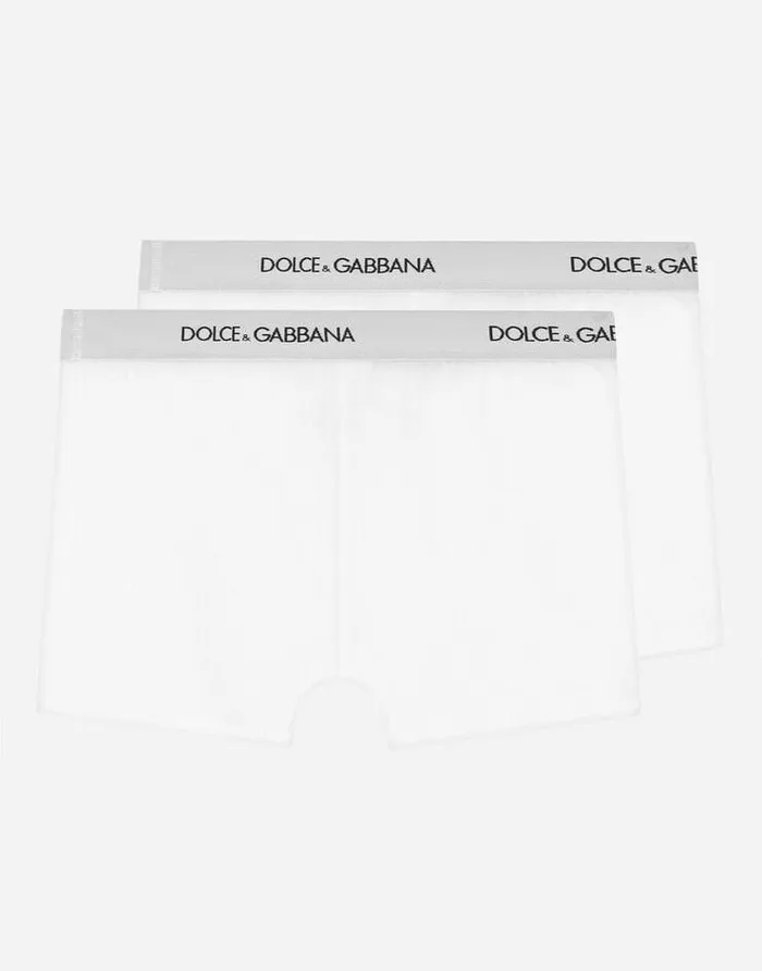 Dolce and Gabbana Nightwear and Underwear Children Jersey Boxers Twopack With Branded Elastic White Dolce and Gabbana Nightwear and Underwear Children Jersey Boxers Twopack With Branded Elastic White