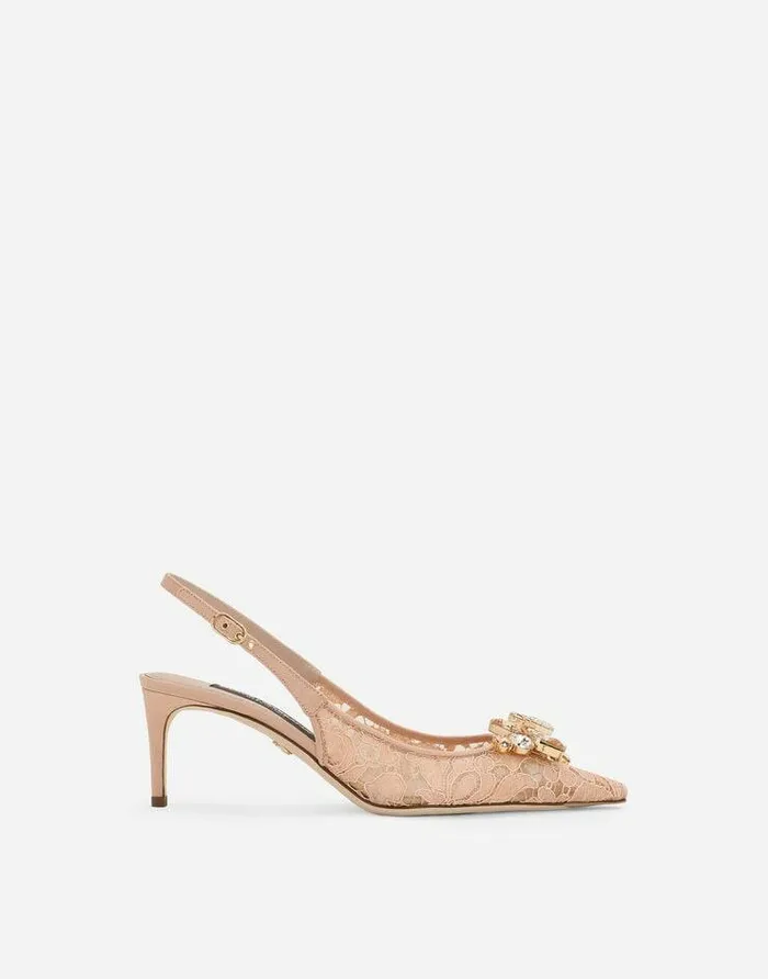 Dolce and Gabbana Pumps And Slingback Women Rainbow Lace Slingbacks In Lurex Lace Pink