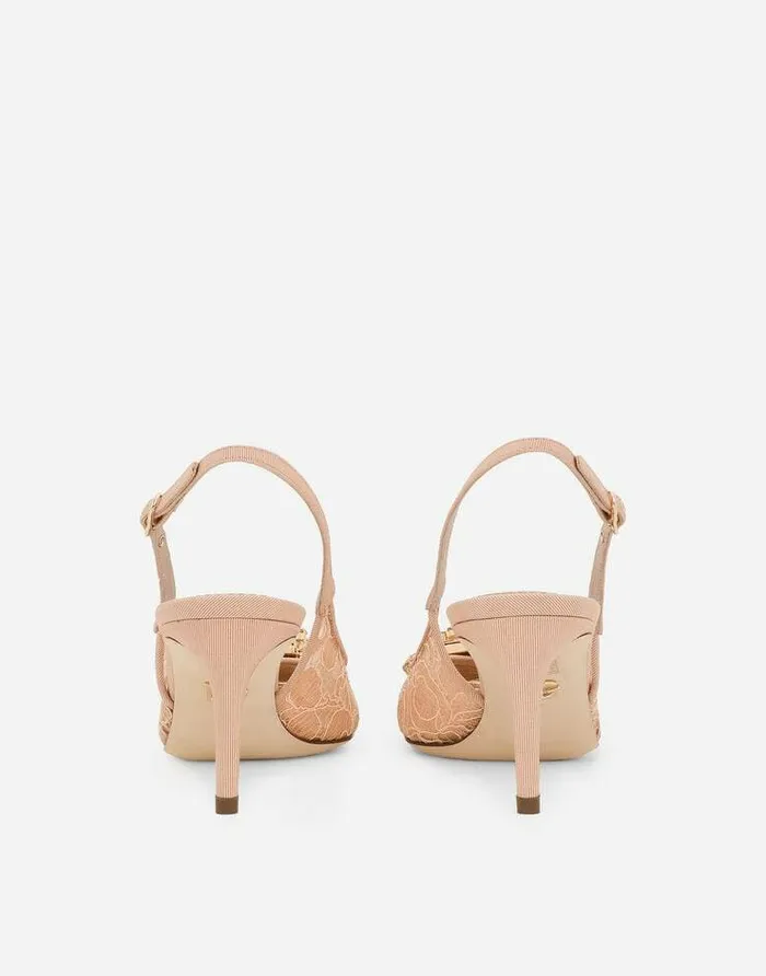 Dolce and Gabbana Pumps And Slingback Women Rainbow Lace Slingbacks In Lurex Lace Pink Dolce and Gabbana Pumps And Slingback Women Rainbow Lace Slingbacks In Lurex Lace Pink