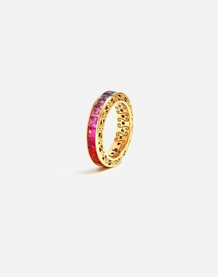 Dolce and Gabbana Rings Women Multicolor Sapphire Wedding Ring Gold