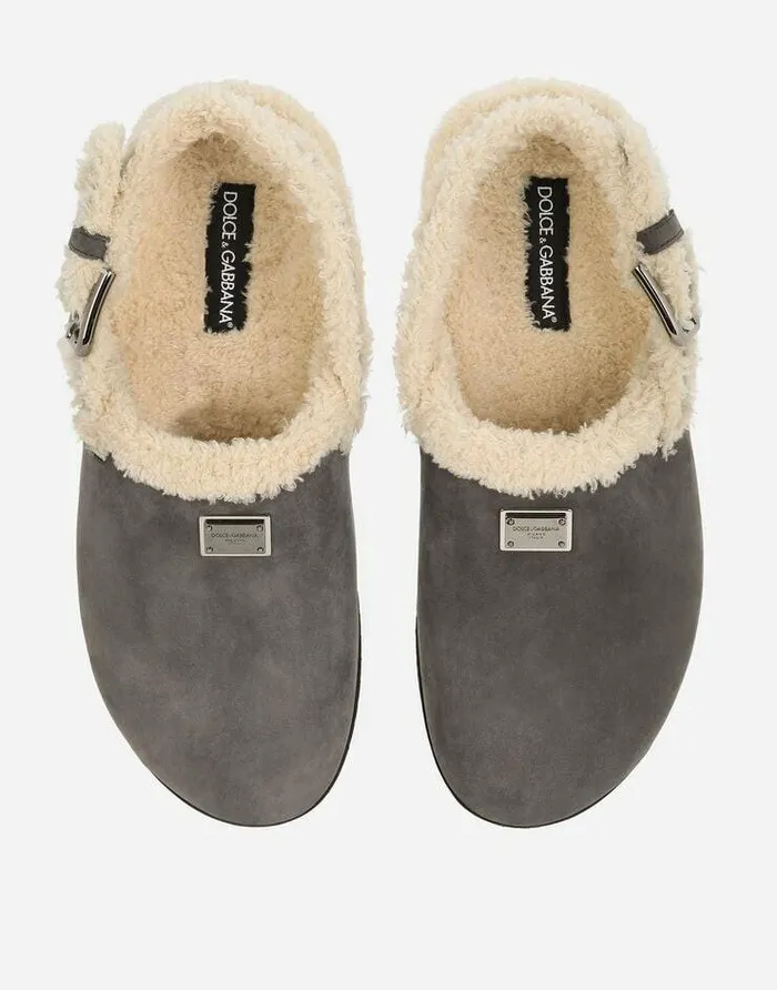 Dolce and Gabbana Sandals And Slides Men Nubuck Mules Multicolor Dolce and Gabbana Sandals And Slides Men Nubuck Mules Multicolor