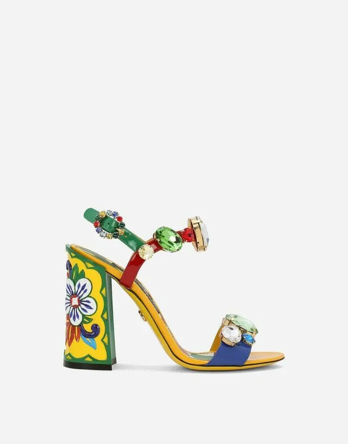 Dolce and Gabbana Sandals And Wedges Women Patent Leather Sandals Multicolor