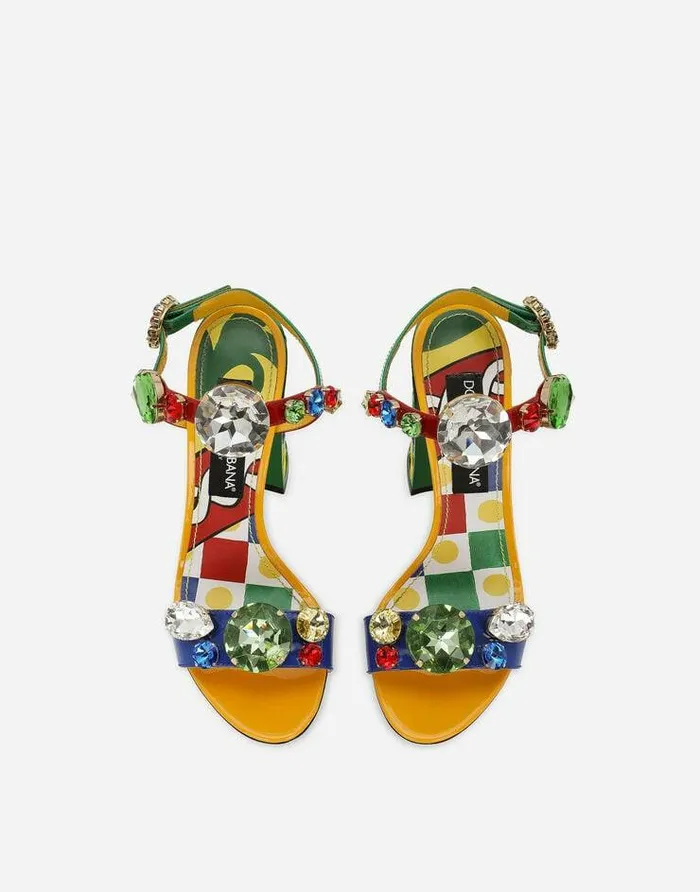 Dolce and Gabbana Sandals And Wedges Women Patent Leather Sandals Multicolor Dolce and Gabbana Sandals And Wedges Women Patent Leather Sandals Multicolor