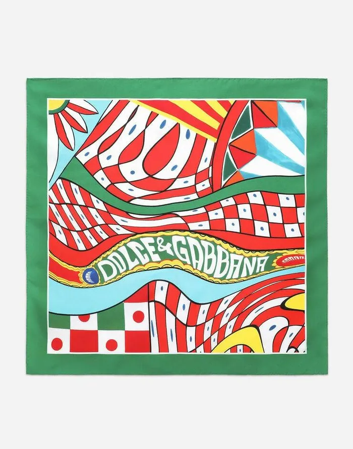 Dolce and Gabbana Scarves And Silks Men Carrettoprint Silk Bandanna 5021550 Green Dolce and Gabbana Scarves And Silks Men Carrettoprint Silk Bandanna 5021550 Green