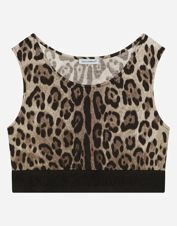 Dolce and Gabbana Shirts And Tops Children Leopardprint Interlock Bralette Top Animal Print Dolce and Gabbana Shirts And Tops Children Leopardprint Interlock Bralette Top Animal Print