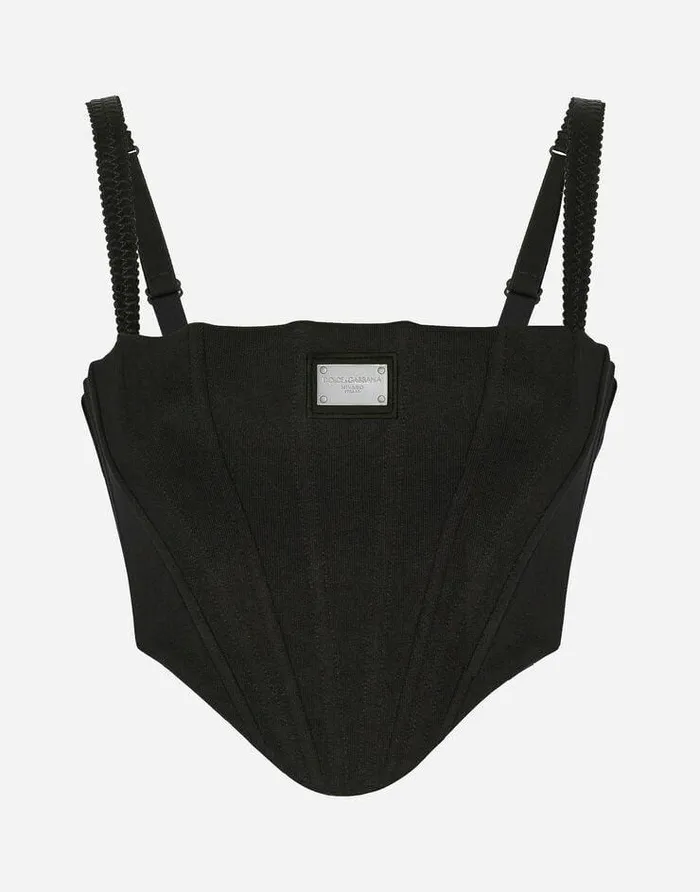 Dolce and Gabbana Shirts And Tops Women Jersey Top With Straps And The DolceandGabbana Tag Black Dolce and Gabbana Shirts And Tops Women Jersey Top With Straps And The DolceandGabbana Tag Black