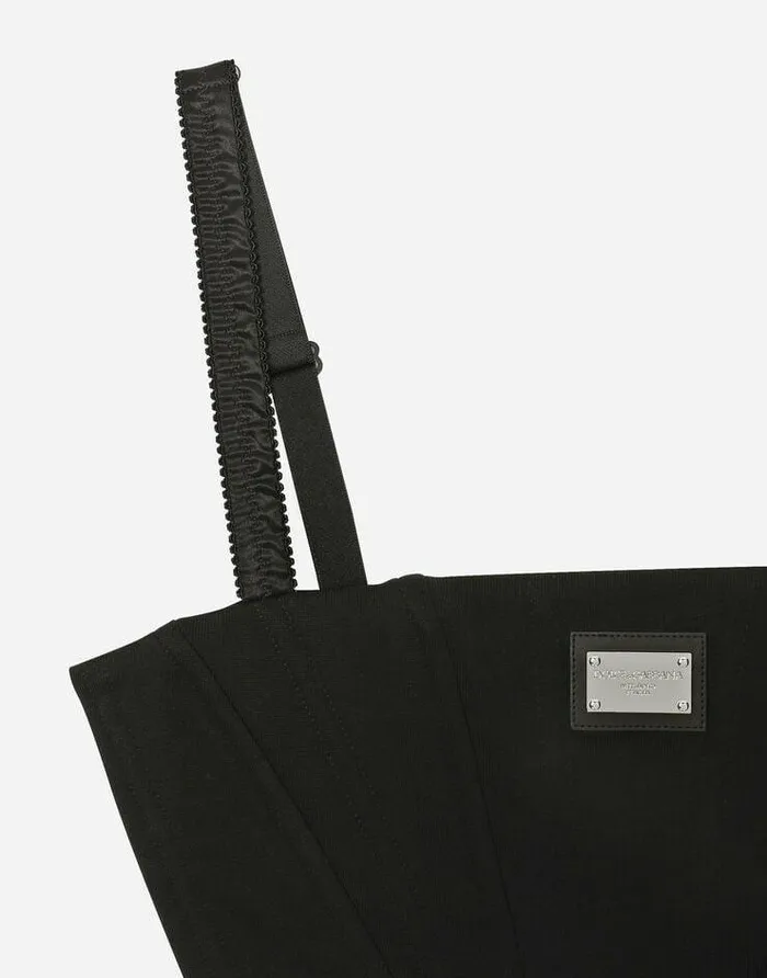 Dolce and Gabbana Shirts And Tops Women Jersey Top With Straps And The DolceandGabbana Tag Black Dolce and Gabbana Shirts And Tops Women Jersey Top With Straps And The DolceandGabbana Tag Black