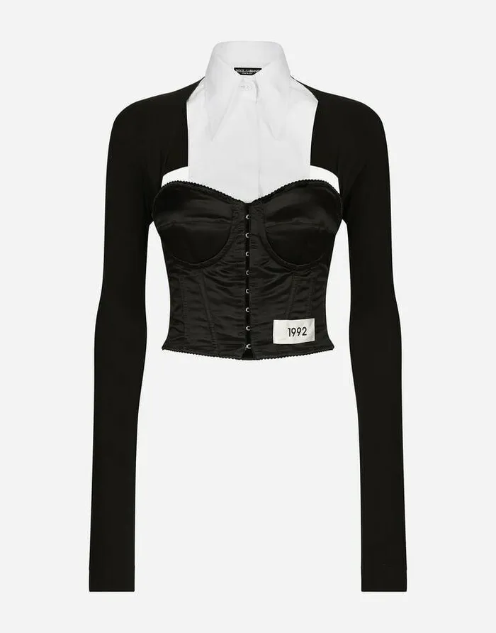 Dolce and Gabbana Shirts And Tops Women KIM DOLCEandGABBANA Jersey Satin And Poplin Corset Top Multicolor Dolce and Gabbana Shirts And Tops Women KIM DOLCEandGABBANA Jersey Satin And Poplin Corset Top Multicolor