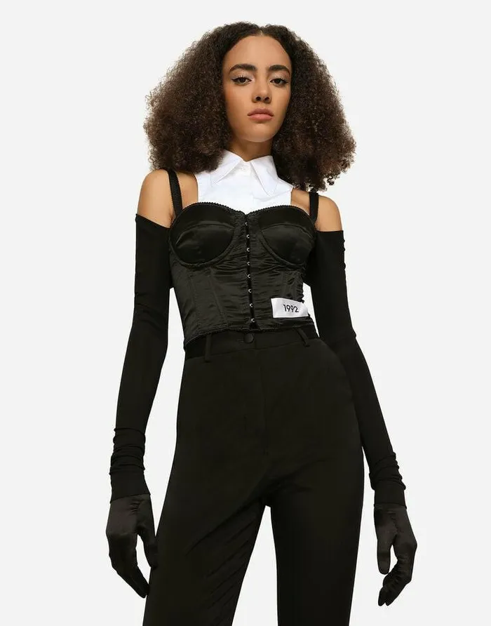Dolce and Gabbana Shirts And Tops Women KIM DOLCEandGABBANA Jersey Satin And Poplin Corset Top Multicolor Dolce and Gabbana Shirts And Tops Women KIM DOLCEandGABBANA Jersey Satin And Poplin Corset Top Multicolor