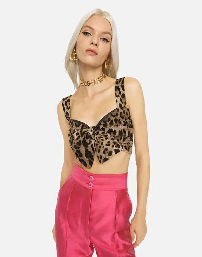 Dolce and Gabbana Shirts And Tops Women Poplin Top With Leopard Print Multicolor Dolce and Gabbana Shirts And Tops Women Poplin Top With Leopard Print Multicolor